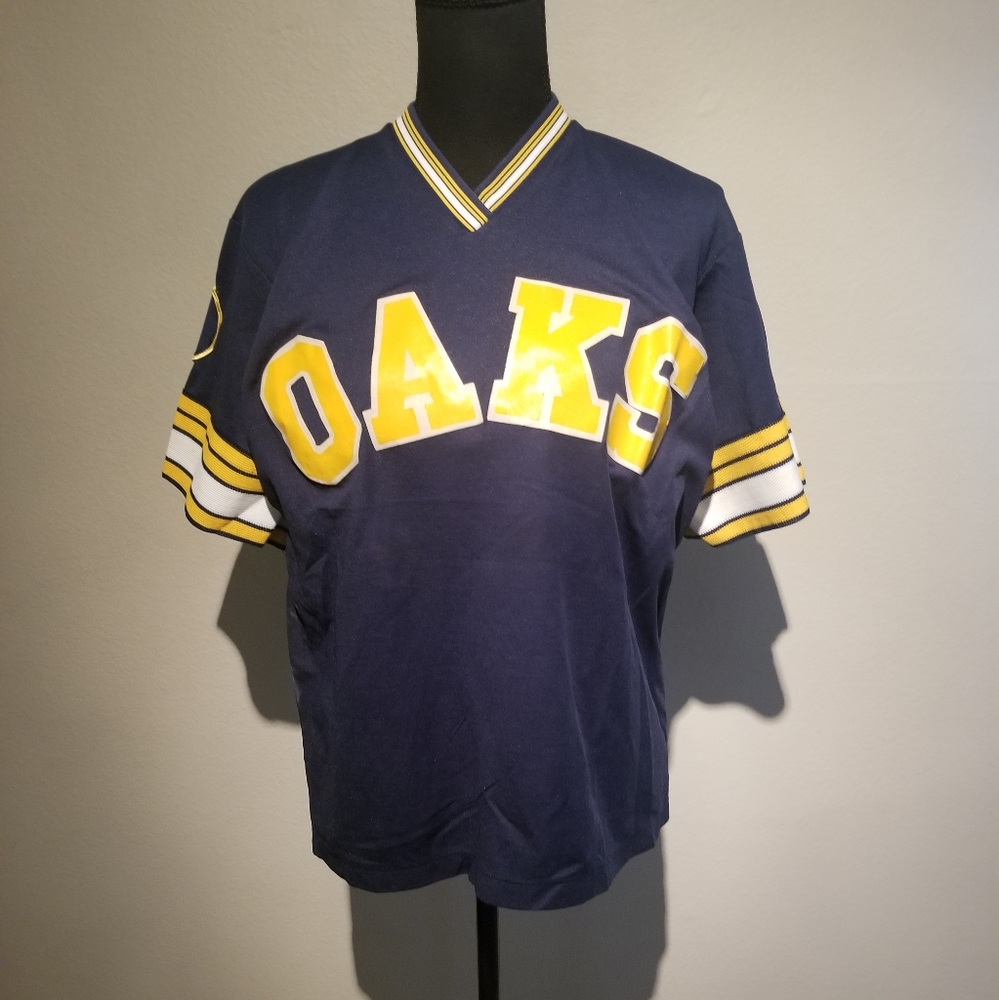VINTAGE OAKS BASEBALL JERSEY LETRELL SPORTS  MADE IN USA LARGE 60s